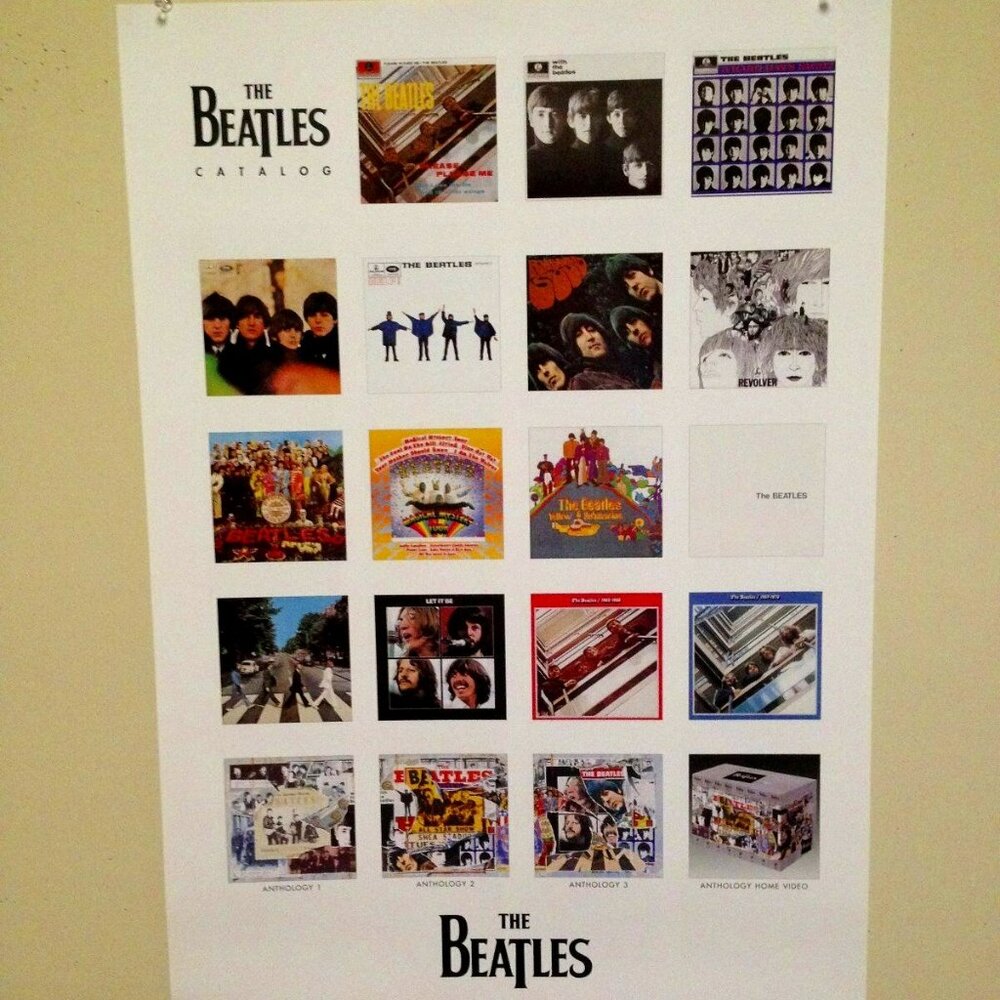 Beatles CD Catalog Double Sided Art 1996 Promo Poster - anthology past masters